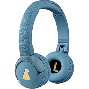 POGS Bluetooth koptelefoon kind | The Gecko | Opvouwbare sterke kinder koptelefoon v.a. 3 jaar | Volumeregeling, microfoon, volumebegrenzing tot 85 dB | Music delen functie (blauw-draadloos)