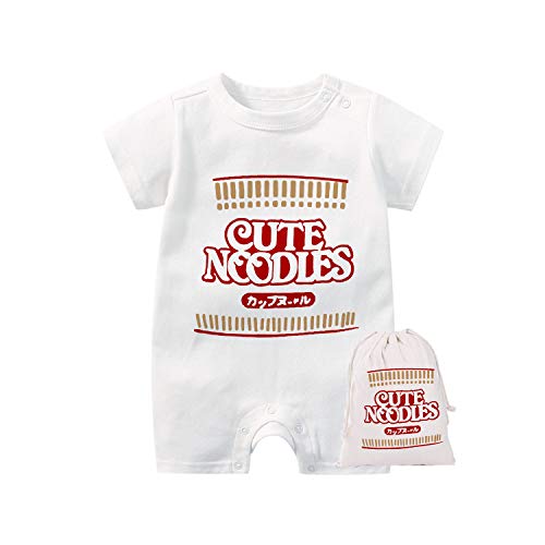 Image of YSCULBUTOL Baby Twins Bodysuit Funny Ramen Outfit Noodle Funny Romper Baby Costume Jumpsuit Hat Bags