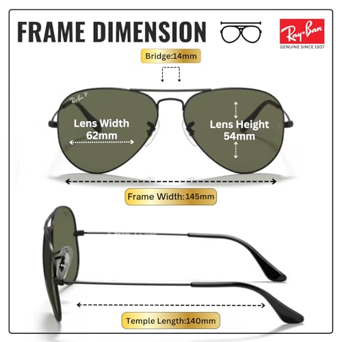 Image of Ray-Ban RB3025 CLASSIC AVIATOR POLARIZED Sunglasses for Men & Women with Official Eyewear Kit