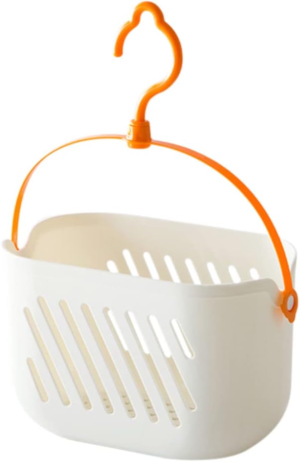 Angoily Plastic Hanging Shower Basket Portable Kitchen Bathroom Storage Basket with Hook for Bathroom Kitchen Pantry Bathroom Dorm Room (White) Thumbnail
