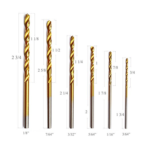 Bostal DBMS60 60Pcs Drill Bits Set 1/8 1/16 3/64 5/64 3/32 7/64 Micro Drill Twist Drill Bit Set Jobbers Length Mini Micro Drill Perfect Use thumb #1