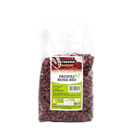 Oltresole, Alubias Rojas Ecológicas 1 Kg, Legumbres Secas Ecológicas de Cultivo Controlado, Ricas en Proteínas y Sales Minerales, Ideales para Dietas Hipocalóricas, Veganas y Vegetarianas