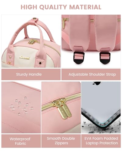 Image of LOVEVOOK Small Backpack Purse for Women, Mini Backpack, Light Weight Cute Fashion Backpack for Work Daily Travel, Pink-Beige
