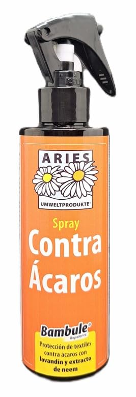 Spray Antiacaros 200ml para Colchón, Cama y Textiles del Hogar. Para alérgicos. Efectivo durante 2-3 meses, y 1 año en textiles sin usar. Con Lavandín y extracto de Neem.