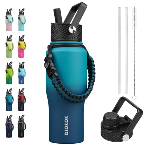 Image of BJPKPK 23oz Insulated Water Bottle with Straw Lid, Stainless Steel Bottle
