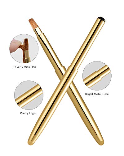 Rownyeon Travel Retractable Lip Brush Applicators Flat For Lipstick Gloss Creams Portable With Cap, Professional Makeup Brush For Women Girls As Christmas Gift And Halloween Makeup Tools #TOP2