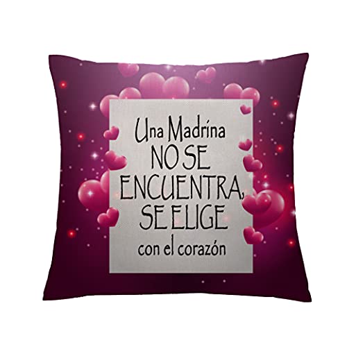 A la Madrina Funda de cojín Cumpleaños Regalo de acción de Gracias 18 x 18 '' Hogar sofá Decoración Funda de Almohada Navidad Día de la Madre Regalo Gracias Recuerdos Patrón de Amor (Tipo 1)