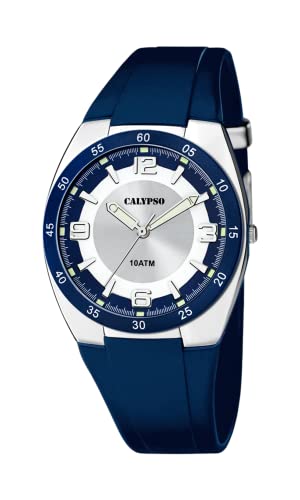 CALYPSO Reloj Hombre Analógico de Caucho Azul - Movimiento de Cuarzo - Resistente al Agua 10 ATM - Relojes Hombre K5753/2 Street Style