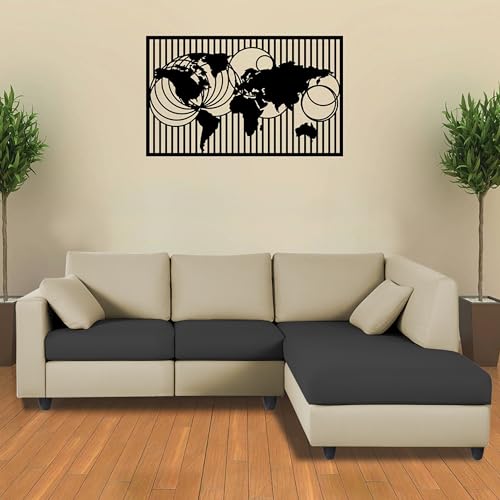 Image of Florian RHS 4 Seater L Shape Sofa Set for Living Room (Cream Black Fabric) Premium Fabric Sofa