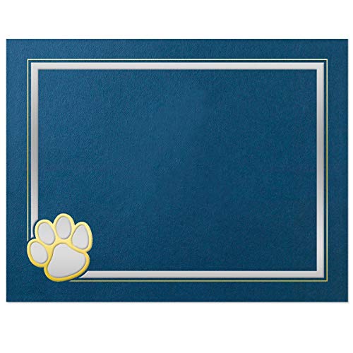 Anderson's Blue Certificate Holders Foil Paw Prints, Heavy Card Stock, 8.5' x 11' Schools, Veterinary Clinics, Dog Obedience Classes, Dog Spas Diploma and Certificate Presentation, Pack of 10