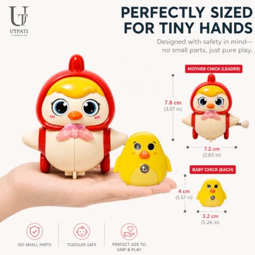 Image of Chicken Toys for Kids, Swinging Chain String Magnetic Hen with Chick Learning to Crawl Spring Toy, Crawling Wind-up Duck, Walking Chicken Cute Windup Toy for Boys Girls Toddler. (Multicolour)