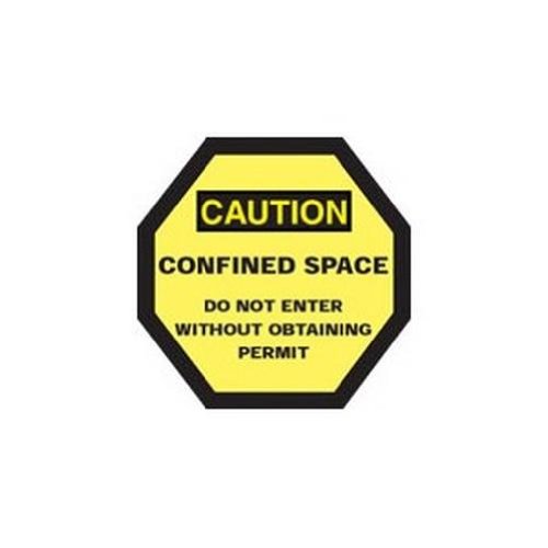 Brady 47204 Señal, espacio cerrado no entrar sin permiso de limpieza, poliéster, 30.5" x 42" x 0.006", negro sobre amarillo