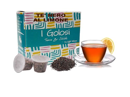 Caffè Vulcanus, 40 cápsulas de té negro de Ceilán con limón, cápsulas compatibles con Nespresso