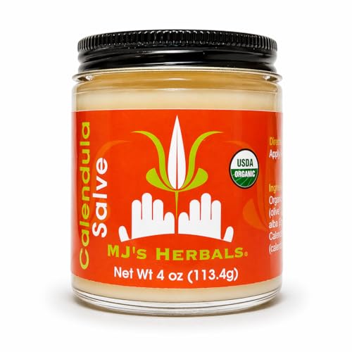 MJ's Herbals – Herbal Skin Care Ointment & Organic Moisturizing Balm for Everyday Skin Use, Versatile Skin Nourishment & Everyday Care - Calendula Salve 4 oz