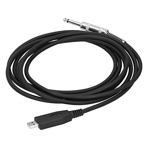 Cabo USB para guitarra de 6,35 mm, cabo de áudio para guitarra elétrica, cabo conector adaptador de