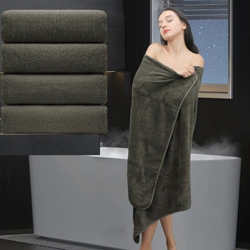 Banyo Havlusu, Ekstra Büyük Banyo Çarşafı 4 Parça (88,9 x 177,8 cm) - Ultra Yumuşak Büyük Boy Banyo Oteli için Banyo Havlusu Seti, Yetişkinler için Peluş Yüksek Emici Hızlı Kuruyan Duş Havlu Seti