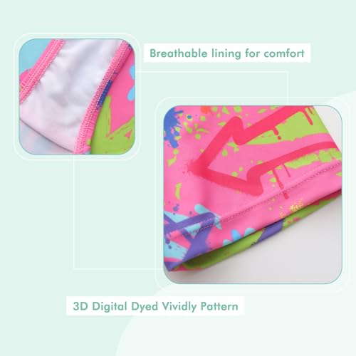 Image of Girls One Piece Swimsuits Short Sleeve Rash Guard for Girl Hawaiian Bathing Suit with Sun Protection Beachwear