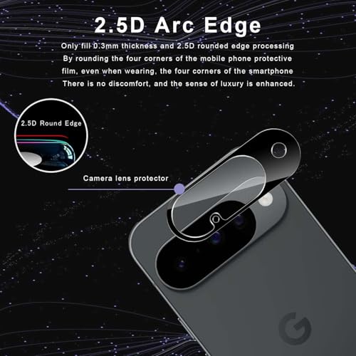 Image of PreCure (4 Pack) Camera Lens Protector for Google Pixel 10 - 9H Tempered Glass, Anti-Scratch, HD Clarity, Case Friendly, Easy Installation - Black
