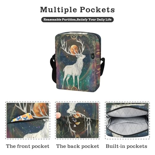 messenger bag for men Crossbody Bags For Women Womens Crossbody Purses Adjustable Strap for work work - Dreamy Colors Tarot Deer2