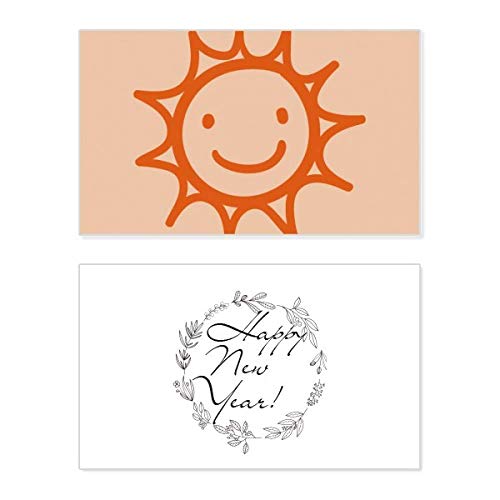 Tarjeta de año nuevo para regalar alegría con la sonrisa del sol naranja