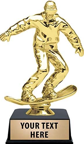 Snowboarding Trophies with Custom Engraving, 6" Personalized Snowboard Cruiser Trophy On Black Base