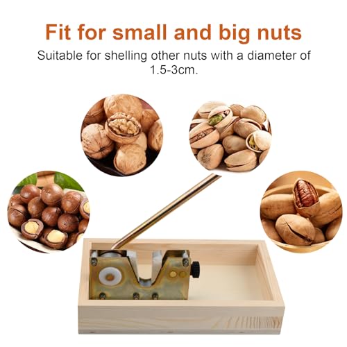 Schiaccianoci Noci, Cracker con Funzione Leva Schiaccianoci Acciaio Inox, Dimensione Regolabile Schiaccia Mandorle con Vassoio di Legno, Strumento di Apertura per Noci Macadamia Pecan - immagine 6
