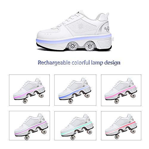 Scarpe Roller per Bambini Unisex Multifunzione LED...