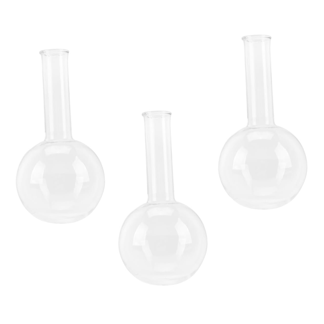 Gatuida 3piezas Matraces De Vidrio Redondos Planos Para Experimentos Escolares Científicos y Portátiles