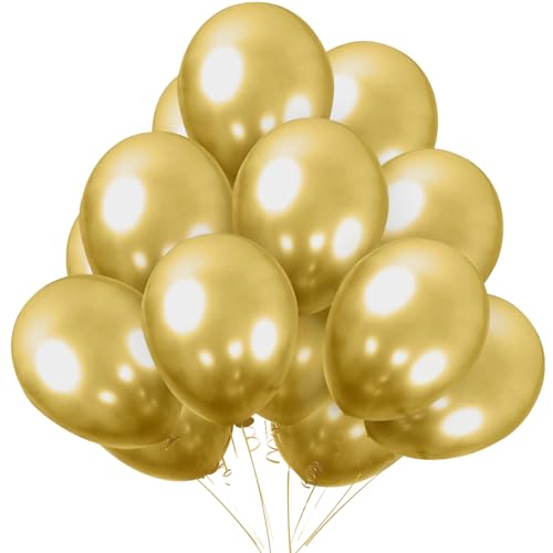 Image of KBZVNAF Gold Metallic Chrome Latex Balloons 50 Pack 12 inch