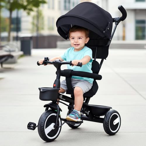 R for Rabbit Tiny Toes T30 Ace Tricycles for Kids with Premium EVA Wheels, Canopy, Adjustable Parental Control & Storage Basket | Baby Trike Cycle for