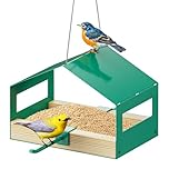 FANHAO Metal Bird Feeder for Outdoor Hanging, Wild Bird Feeder House with Rust-Resistant Mesh, Hanging Platform Bird House Feeder for Attracting Birds, Weatherproof, Easy to Clean & Refill