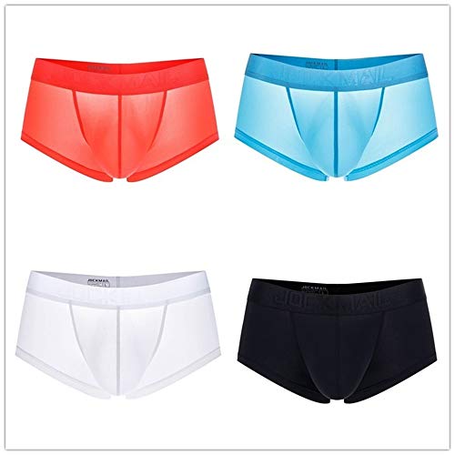 JOCKMAIL 4PCS/PACKS Ice Silk Men Underwear Men Boxers Solid Convex Men Underpants Short Panties Male Boxers3
