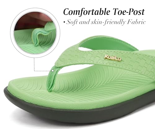 Image of KuaiLu Womens Flip Flops Arch Support Yoga Mat Cushioned Thong Sandals | Ladies Comfortable Walking Slides For Plantar Fasciitis Slip On Indoor Outdoor For Summer