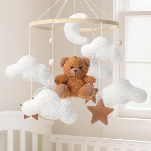 Image of Baby Mobile for Crib Teddy Bear Cloud Crib Mobile for Boys and Girls Nursery Mobile Gender Neutral Crib Hanging for Nursery Decor Accessories