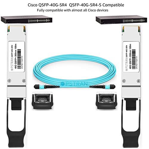 Image of 40GBASE-SR4 QSFP+ Optical Transceiver Module Compatible for Cisco QSFP-40G-SR4 Meraki MA-QSFP-40G-SR 40G QSFP+ SR4 850nm 150m DDM MTP /MPO-12 MMF 4 Pack