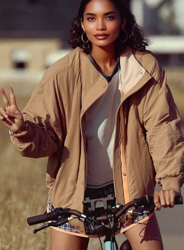 Women's Tripper Jackets Fleece Lined Windbreaker Coat Zipper Button Drawstring Outwear with Pockets3