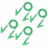 MECCANIXITY 4pcs 3.3ft Alligator Clip Test Leads, 15A Dual Alligator Clips with Wires for Multimeter Jumper Wire Industry Car Battery, Green