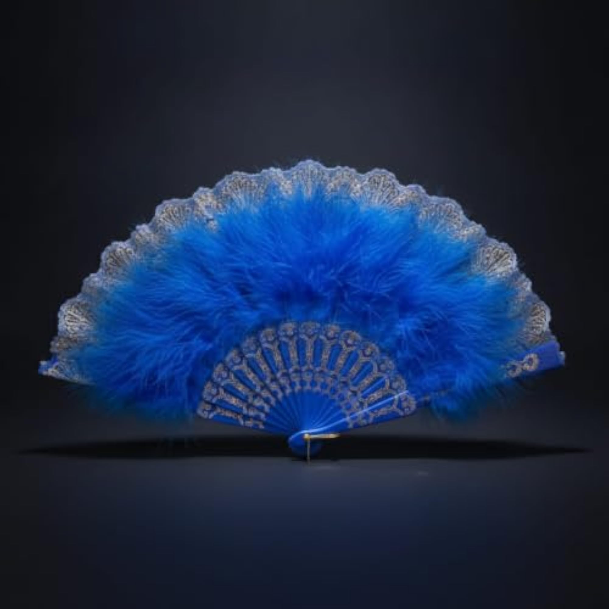 Decorative Folding Hand Fan with Feathers, Lightweight for Dancers