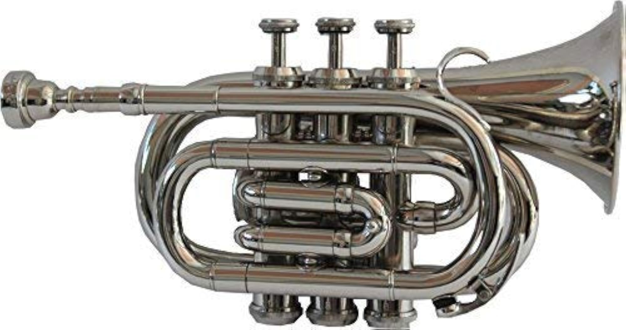 Pocket Trumpet Brass Plated Bb Pitch with Hard Case