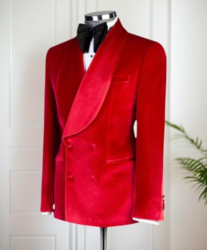 Velvet Suits for Men 2 Piece Regular Fit Mens Suit Shawl Lapel Double Breasted Mens Suits Formal Winter Tuxedos4