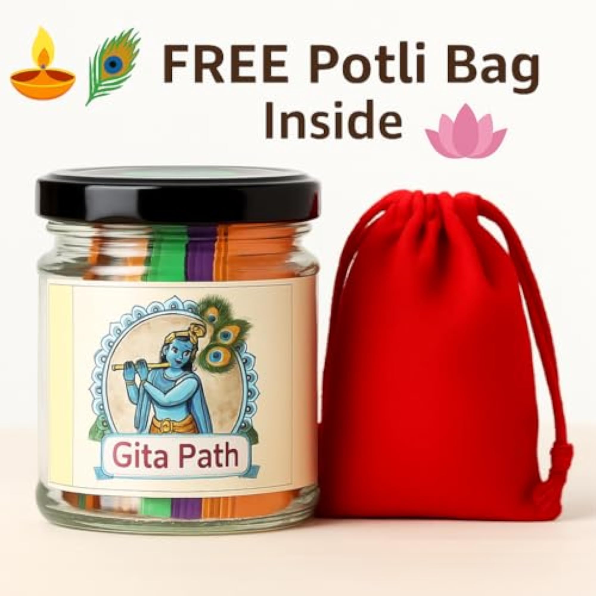 64 Gita Shlok Cards in Jar, Daily Inspiration Set