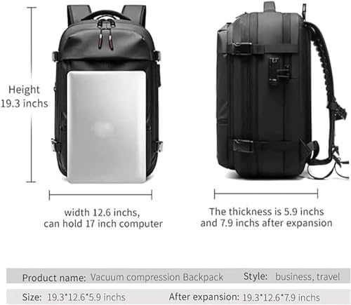 Vacpack Travel Backpack 60L gris, sac à dos extensible avec compression sous vide - 6