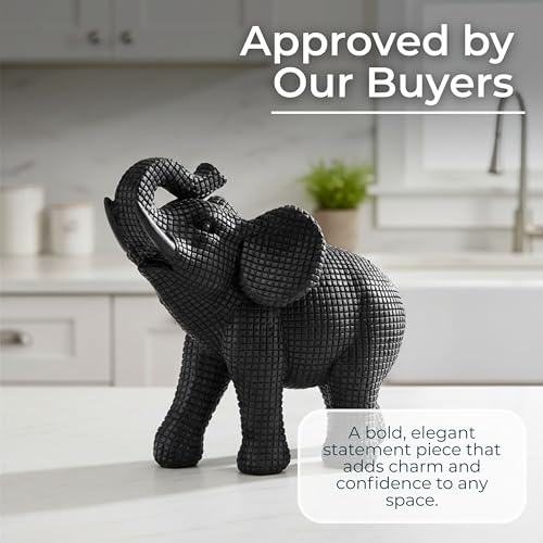 Figura decorativa de elefante en resina negra 7 pulgadas miniatura 6