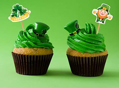 St. Patrick’s Day Cupcake Toppers Picks - Shamrock Irish Lucky Toothpicks Cake Decorations Party Supplies 144Ct #TOP2