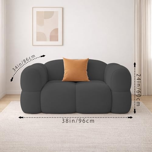 Image of Casaliving Vetras Modern Velvet Bubble Cloud Sofa, Tufted Design Upholstered 1 Seater Sofa Set for Living Room, (Black Colour) Premium Velvet Fabric Sofa