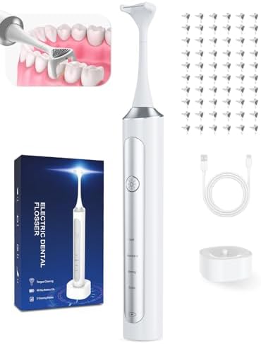 Rechargeable Electric Flosser–4-Speed Dental Flosser with 60 Head...
