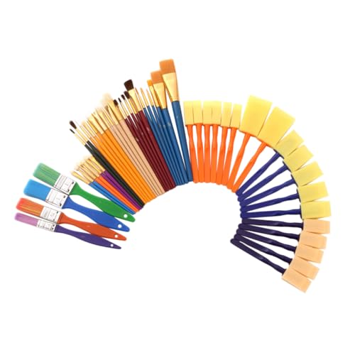 Didiseaon Pinceles de Pintura para Cerdas de Nylon Cerda de Jabalí y Esponja Herramientas de Dibujo y para Preescolar y Principiantes