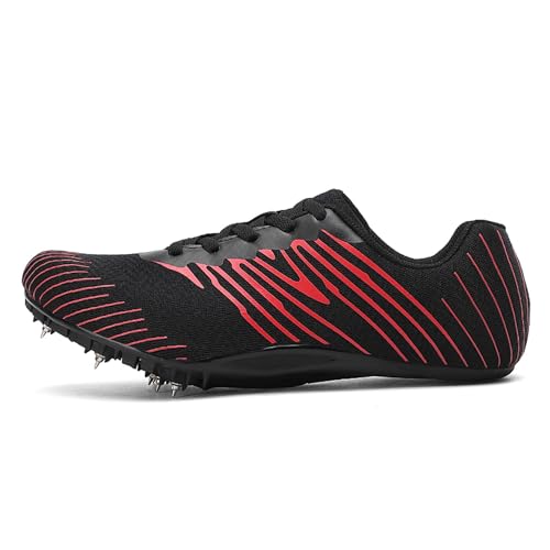 omcam Unisex Track Field Spikes Shoes Sprint Training Sneakers Non Slip Jump Racing Athletics Running Shoes for Women Men,Black,10.5