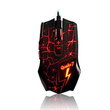 BBP Ajazz Quake7 USB Wired 2400 DPI 8 Buttons Red Colors BackLight HUANO Switch Gaming Mouse Quiet Silenct Click