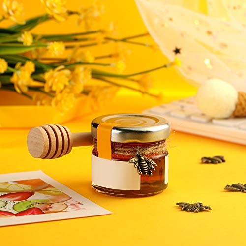 WILLBOND 24 Pieces 3 Inch Wood Honey Dipper Sticks and 50 Pieces Honeybee Charm Pendants Set for Honey Jar Dispense Drizzle Honey DIY Craft Jewelry Making Accessory - Thumbnail 5